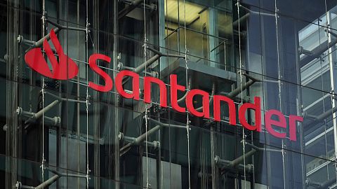 Spanish Bank Santander in London. 29 Jan 2025.